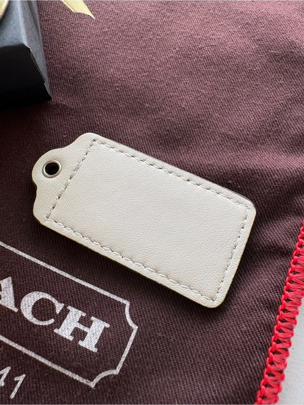 Y2K Coach Immaculate Ivory White Vintage Leather Hang Tag Bag Charm | Large 2.5”